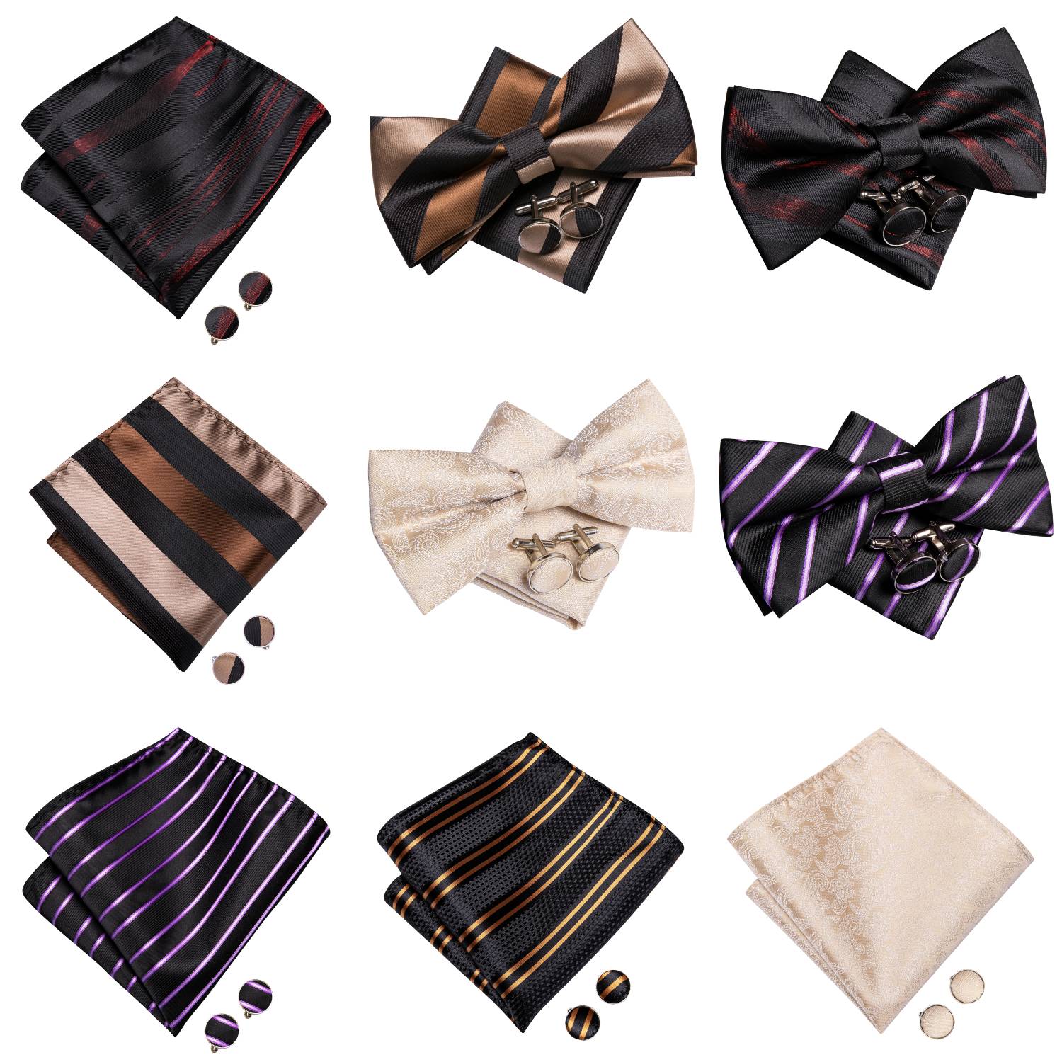 Bow Tie Pre Tied - Gemelli Hanky con papillon da uomo