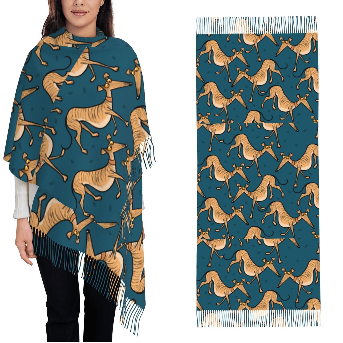 Pashmina Wrap Large - Greyhound Whippet Lurcher Scialli per cani