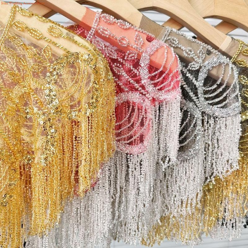 Stole Wedding Shawl - G92D Paillettes ricamate con perline e