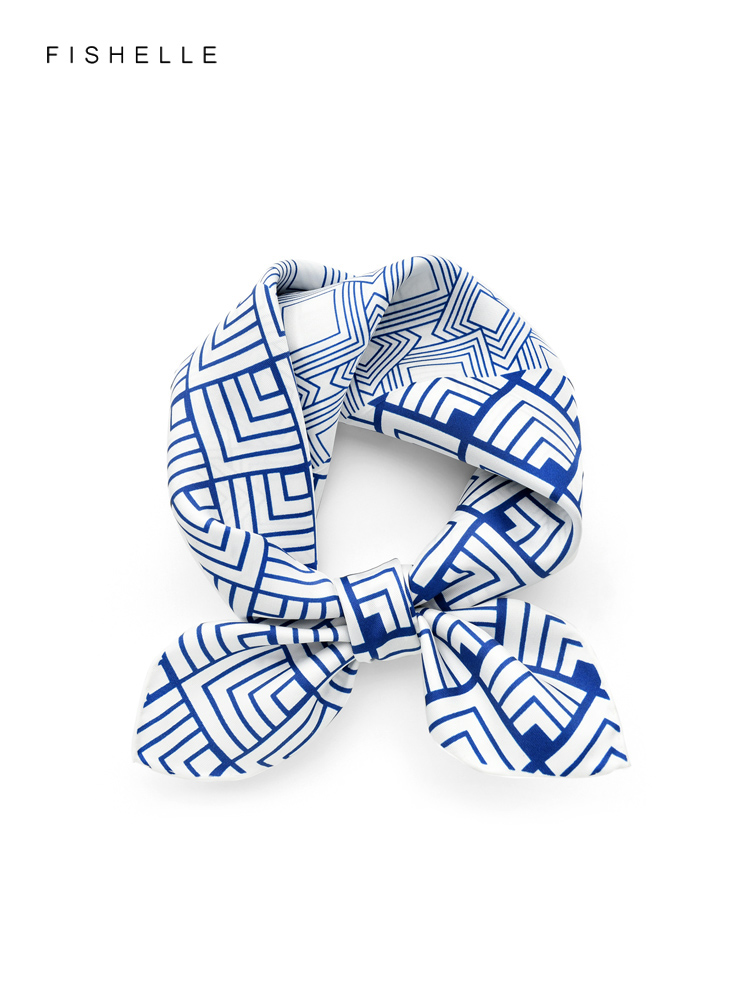 Silk Neck Scarf - Cinese classico blu bianco porcellana sciarpa